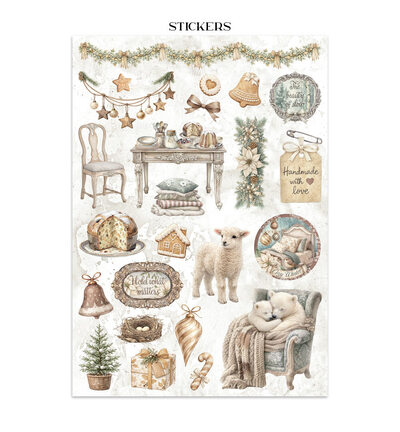 SBJK28 - Stamperia - Stamperia junk journal stickers et découpes – White Christmas - Journals & Sets - Detail 1 SBJK28 - Stamperia - Stamperia junk journal stickers et découpes – White Christmas - Journals & Sets - Detail 1