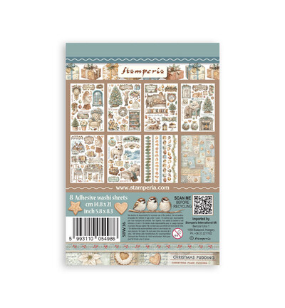 SBW36 - Stamperia - Stamperia bloc washi A5 8 feuilles – White Christmas - Washi Pad - Detail 1 SBW36 - Stamperia - Stamperia bloc washi A5 8 feuilles – White Christmas - Washi Pad - Detail 1