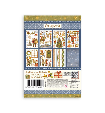 SBW35 - Stamperia - Stamperia bloc washi A5 8 feuilles – Silent Night - Washi Pad - Detail 1 SBW35 - Stamperia - Stamperia bloc washi A5 8 feuilles – Silent Night - Washi Pad - Detail 1