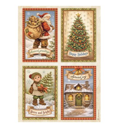 DFSA4XSN - Stamperia - Stamperia set de 6 papiers de riz A4 – Silent Night - Rice Paper - Detail 1 DFSA4XSN - Stamperia - Stamperia set de 6 papiers de riz A4 – Silent Night - Rice Paper - Detail 1