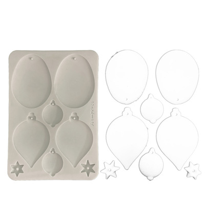KACMA613 - Stamperia - Stamperia moule en silicone A5 – Christmas Embellishments boules de Noël - Moules en silicone - Detail 1 KACMA613 - Stamperia - Stamperia moule en silicone A5 – Christmas Embellishments boules de Noël - Moules en silicone - Detail 1
