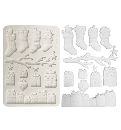 KACMA620 - Stamperia - Stamperia moule en silicone A5 – Christmas Embellishments chaussettes et cadeaux de Noël - Moules en silicone - Detail 2 KACMA620 - Stamperia - Stamperia moule en silicone A5 – Christmas Embellishments chaussettes et cadeaux de Noël - Moules en silicone - Detail 2