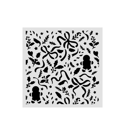 KSTDS74 - Stamperia - Stamperia pochoir 12x12 cm – Christmas Embellishments rubans de Noël et pain d’épices - Stencil - Detail 2 KSTDS74 - Stamperia - Stamperia pochoir 12x12 cm – Christmas Embellishments rubans de Noël et pain d’épices - Stencil - Detail 2