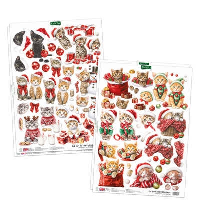 11-DCD7004 - Katy Sue Designs - Christmas Cats Die Cut and Decoupage Collection - 3D Die Cut Decoupage - Detail 1