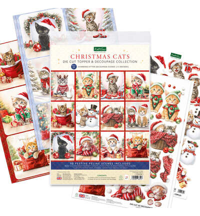 11-DCD7004 - Katy Sue Designs - Christmas Cats Die Cut and Decoupage Collection - 3D Die Cut Decoupage - Detail 2