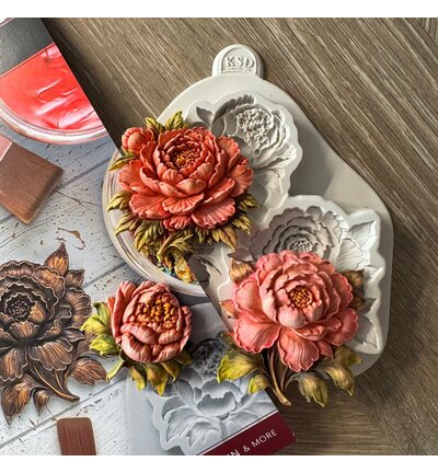 CE0172-CS - Cosmic Shimmer - Sculpted Peonies - Silicone Mould - Detail 1 CE0172-CS - Cosmic Shimmer - Sculpted Peonies - Silicone Mould - Detail 1