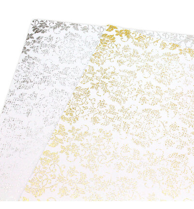 03-10080GGF - Cosmic Shimmer - Gilded to Grunge Damask & Script - Foiled Cardstock - Detail 2 03-10080GGF - Cosmic Shimmer - Gilded to Grunge Damask & Script - Foiled Cardstock - Detail 2