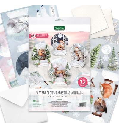 17-10076WCA - Katy Sue Designs - Kit de cartes pop-up – Watercolour Christmas Animals - Card Making Kits - Detail 8 17-10076WCA - Katy Sue Designs - Kit de cartes pop-up – Watercolour Christmas Animals - Card Making Kits - Detail 8