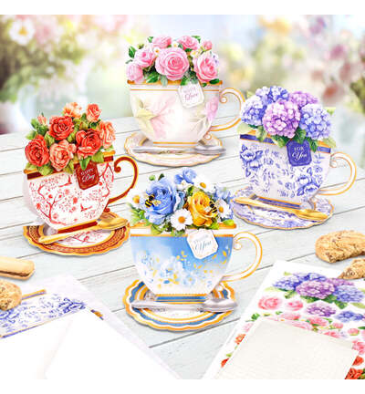 17-10101TEA - Katy Sue Designs - Kit de cartes – Teacup Bouquet - Card Making Kits - Detail 2 17-10101TEA - Katy Sue Designs - Kit de cartes – Teacup Bouquet - Card Making Kits - Detail 2