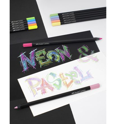FC-116410 - Faber Castell - Crayons de couleur FC Black Ed. néon + pastel boite carton - FC-Black Edition - Detail 1 FC-116410 - Faber Castell - Crayons de couleur FC Black Ed. néon + pastel boite carton - FC-Black Edition - Detail 1