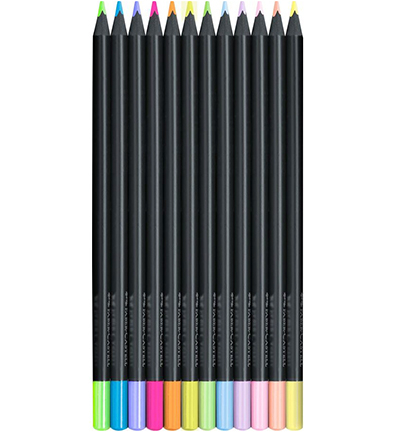 FC-116410 - Faber Castell - Crayons de couleur FC Black Ed. néon + pastel boite carton - FC-Black Edition - Detail 2 FC-116410 - Faber Castell - Crayons de couleur FC Black Ed. néon + pastel boite carton - FC-Black Edition - Detail 2