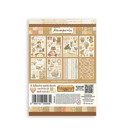 SBW38 - Stamperia - Stamperia bloc washi A5 8 feuilles – Cozy Family - - Detail 1 SBW38 - Stamperia - Stamperia bloc washi A5 8 feuilles – Cozy Family - - Detail 1