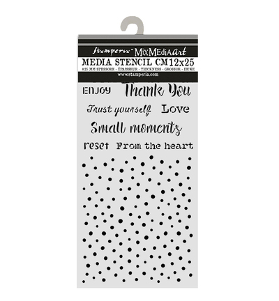 KSTDL177 - Stamperia - Stamperia pochoir 12x25 cm – Cozy Family Writings and dots - - Detail 1 KSTDL177 - Stamperia - Stamperia pochoir 12x25 cm – Cozy Family Writings and dots - - Detail 1