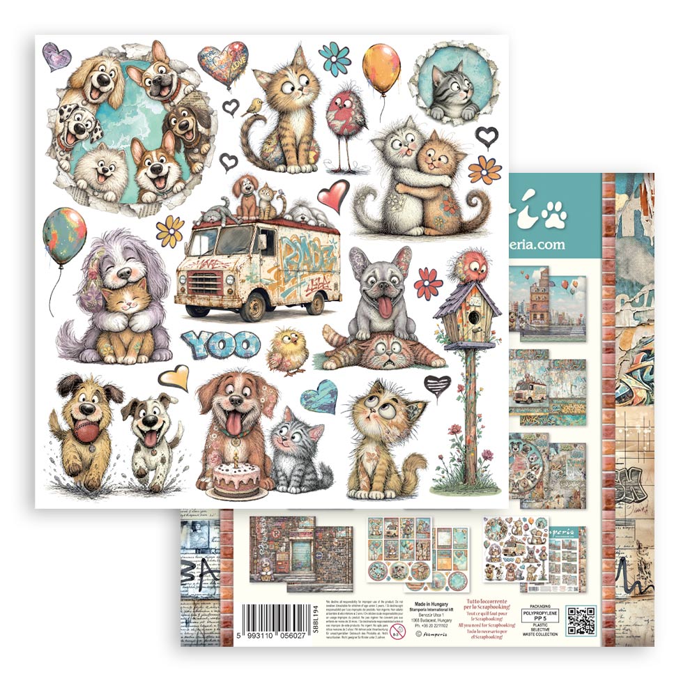 SBBL194 - Stamperia - Stamperia Large Scrapbooking Pad 30,5x30,5 cm – Furry Friends 2 - Blocs scrapbooking - Detail 8