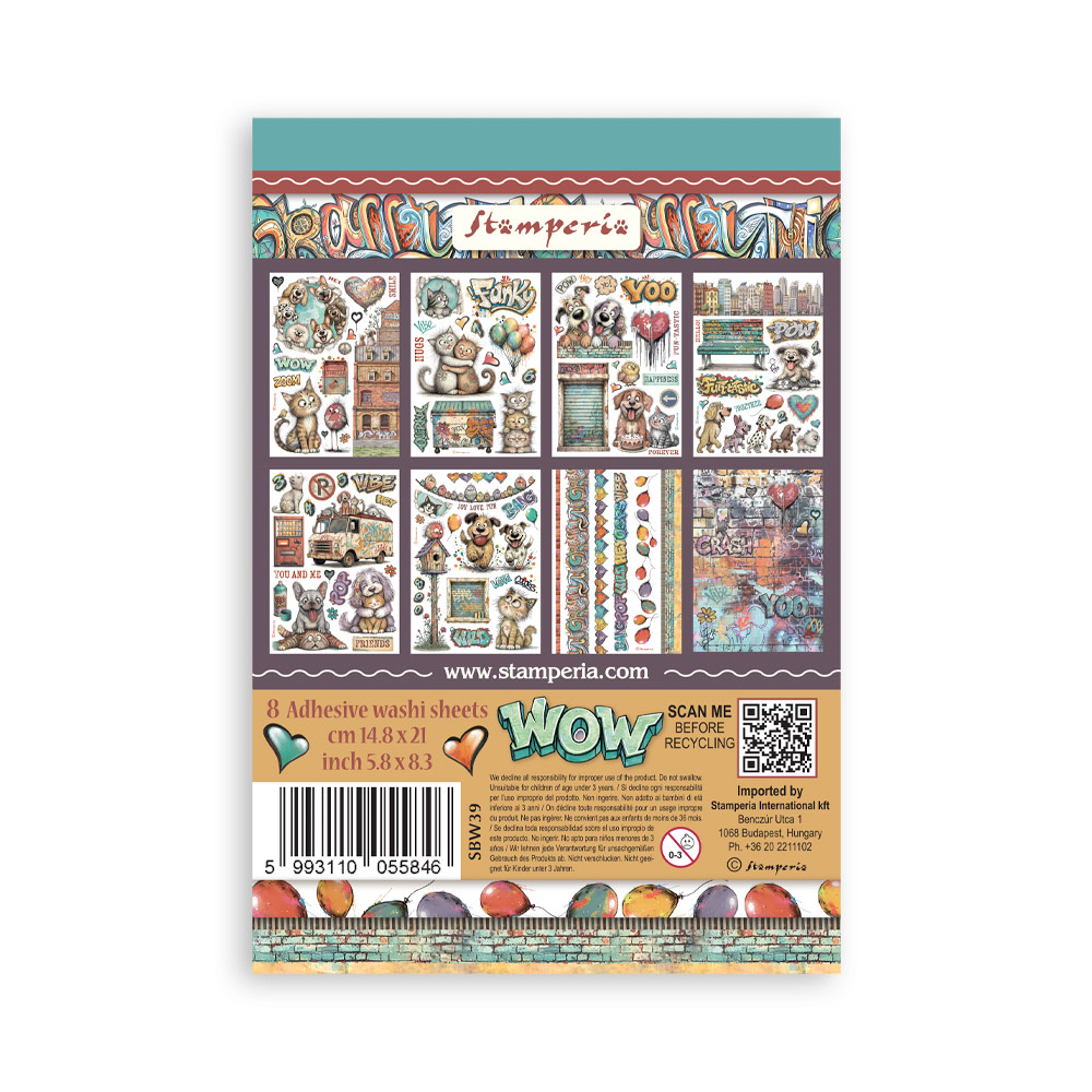 SBW39 - Stamperia - Stamperia bloc washi A5 8 feuilles – Furry Friends 2 - Bloc washi - Detail 1