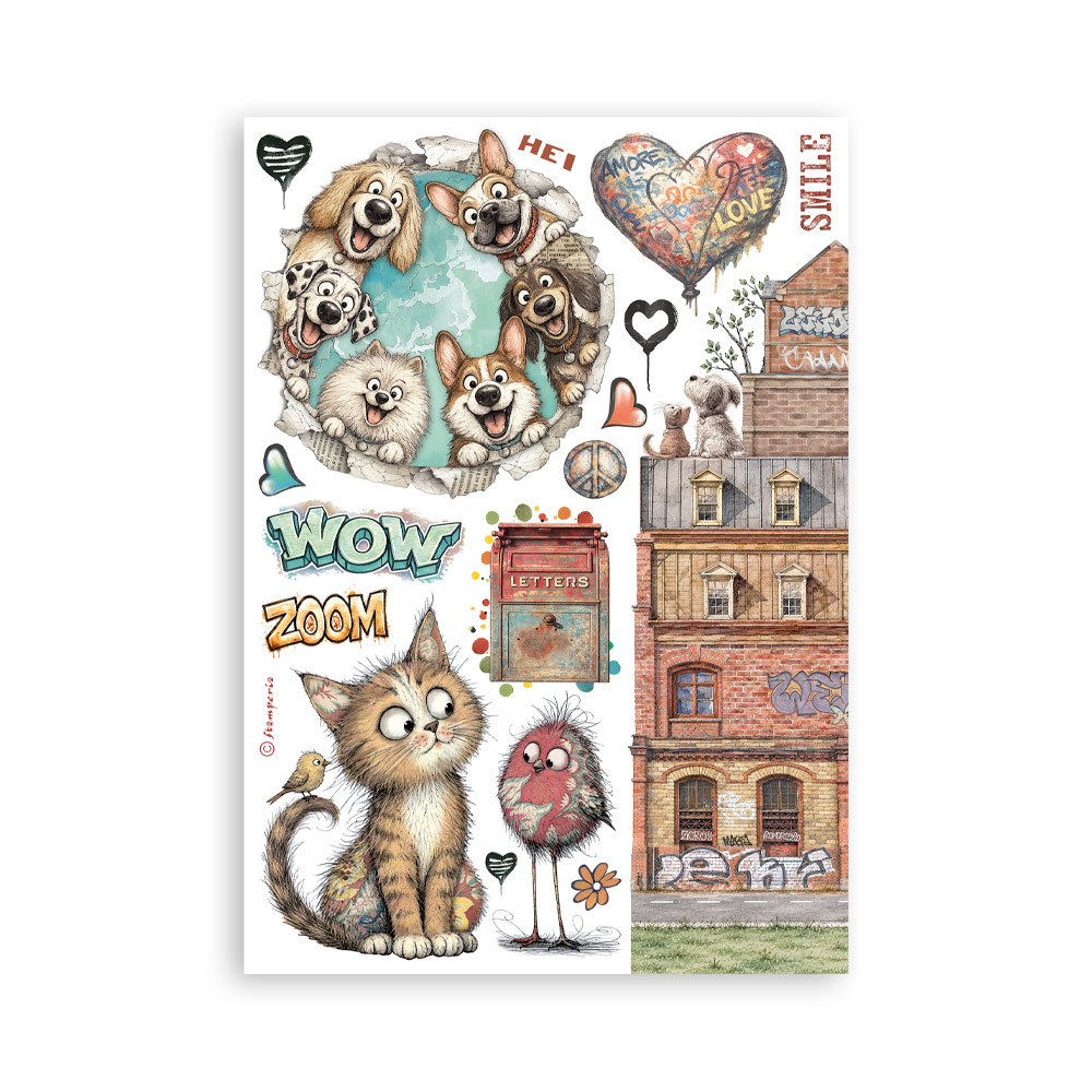SBW39 - Stamperia - Stamperia bloc washi A5 8 feuilles – Furry Friends 2 - Bloc washi - Detail 2