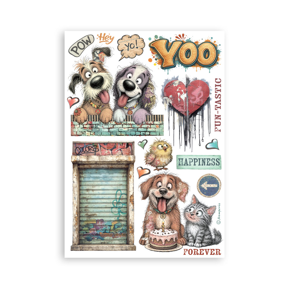 SBW39 - Stamperia - Stamperia bloc washi A5 8 feuilles – Furry Friends 2 - Bloc washi - Detail 4
