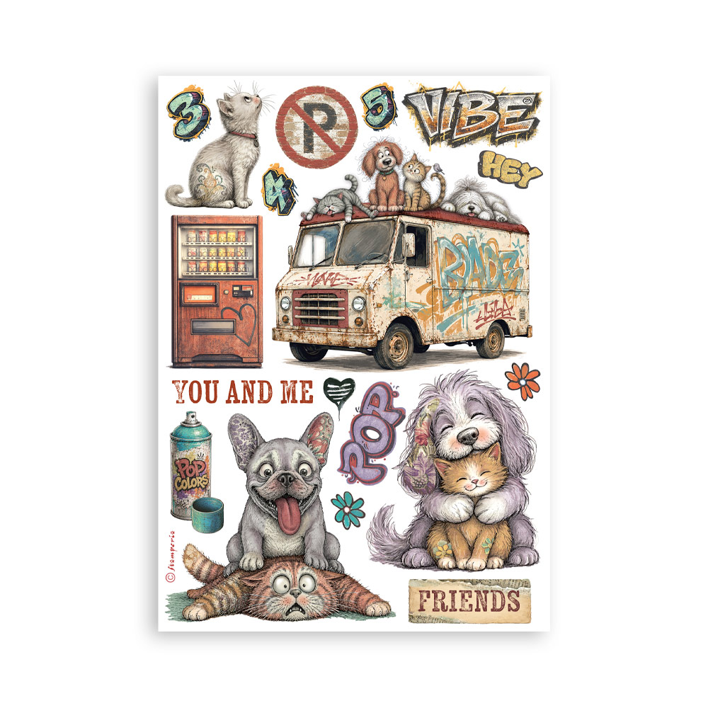 SBW39 - Stamperia - Stamperia bloc washi A5 8 feuilles – Furry Friends 2 - Bloc washi - Detail 6