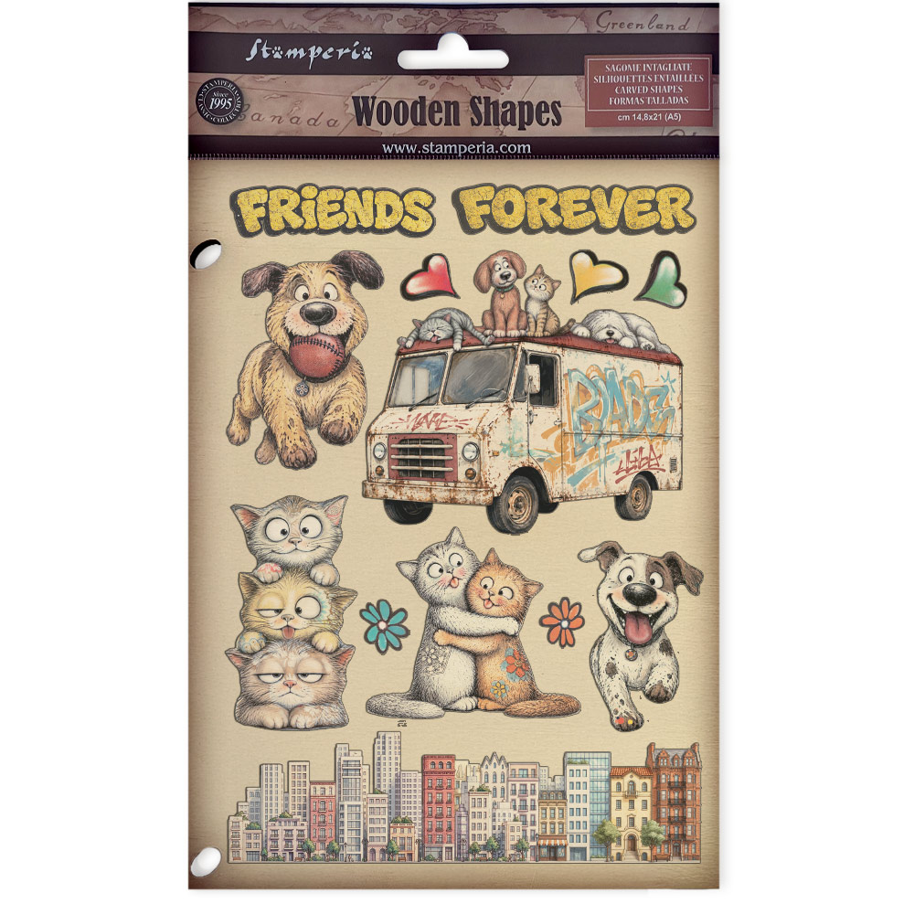 KLSP211 - Stamperia - Stamperia formes bois A5 – Furry Friends 2 - Formes en bois - Detail 1 KLSP211 - Stamperia - Stamperia formes bois A5 – Furry Friends 2 - Formes en bois - Detail 1