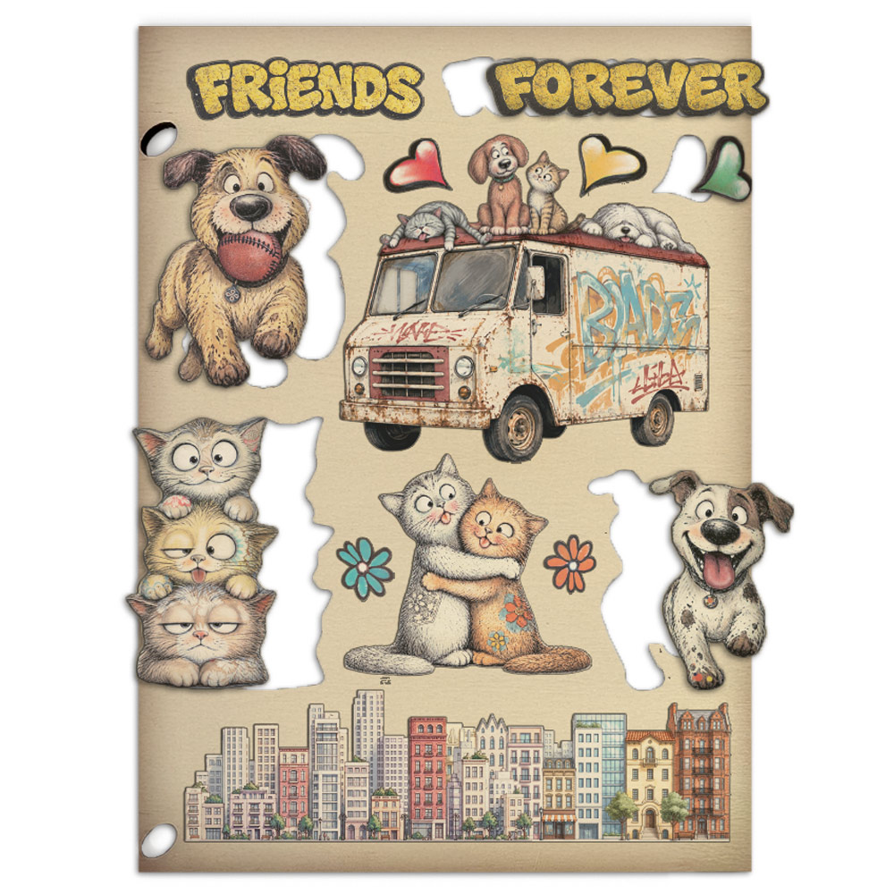 KLSP211 - Stamperia - Stamperia formes bois A5 – Furry Friends 2 - Formes en bois - Detail 2 KLSP211 - Stamperia - Stamperia formes bois A5 – Furry Friends 2 - Formes en bois - Detail 2