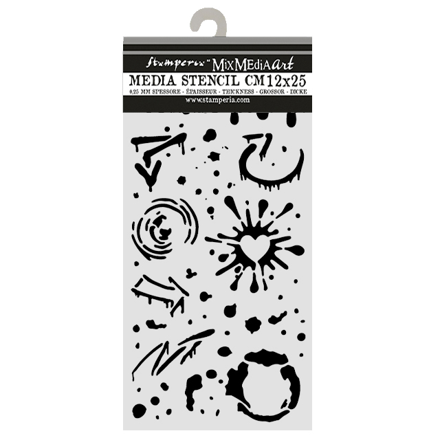KSTDL182 - Stamperia - Stamperia pochoir 12x25 cm – Furry Friends 2 Ink Splatters - Pochoirs - Detail 1 KSTDL182 - Stamperia - Stamperia pochoir 12x25 cm – Furry Friends 2 Ink Splatters - Pochoirs - Detail 1