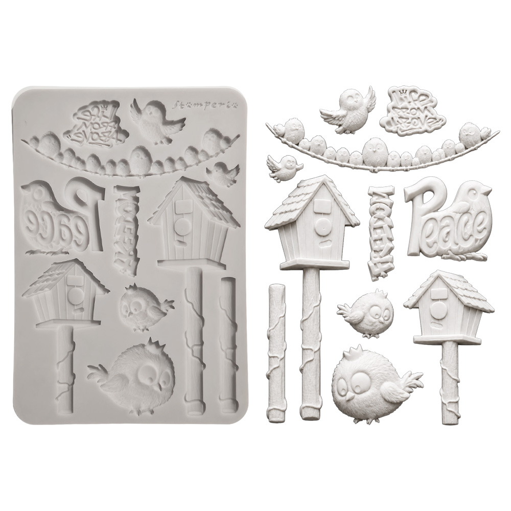 KACMA625 - Stamperia - Stamperia moule silicone A5 – Furry Friends 2 Birds - Moules - Detail 1