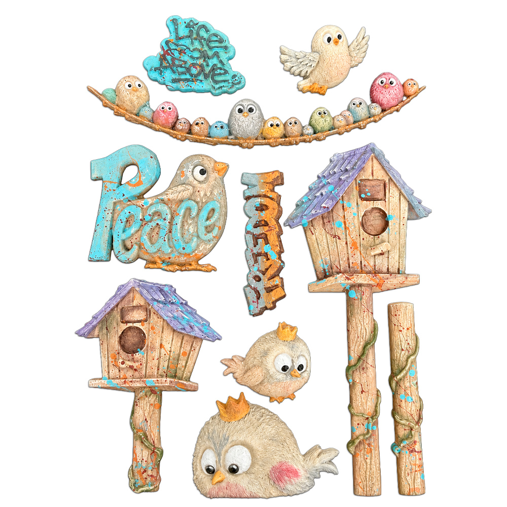 KACMA625 - Stamperia - Stamperia moule silicone A5 – Furry Friends 2 Birds - Moules - Detail 2