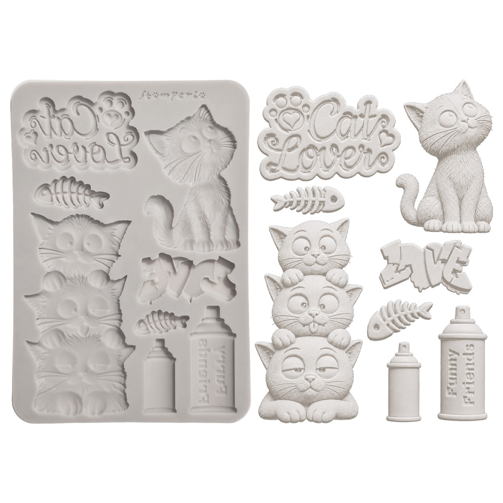 KACMA626 - Stamperia - Stamperia moule silicone A5 – Furry Friends 2 Cats - Moules - Detail 1 KACMA626 - Stamperia - Stamperia moule silicone A5 – Furry Friends 2 Cats - Moules - Detail 1