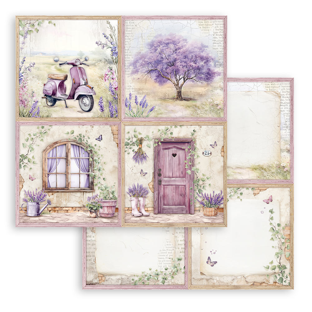 SBBS108 - Stamperia - Stamperia Small Scrapbooking Pad 20,3x20,3 cm – Lavender - Scrapbooking Pads - Detail 1 SBBS108 - Stamperia - Stamperia Small Scrapbooking Pad 20,3x20,3 cm – Lavender - Scrapbooking Pads - Detail 1