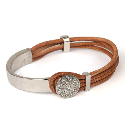 12311-1103 - Hobby Crafting Fun - Cord Clasp, Circle with Strass, Platinum - Clasp / Karabijn - Detail 1