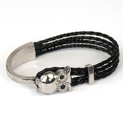 12311-1104 - Hobby Crafting Fun - Cord Clasp, Owl, Platinum - Clasp / Karabijn - Detail 1