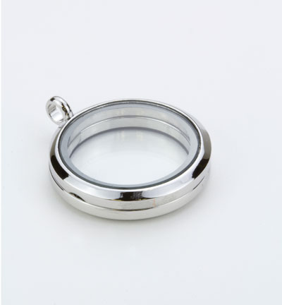 12334-3401 - Hobby Crafting Fun - Glass Pendant, Round, Silver - Glas Pendant Relockable - Detail 1