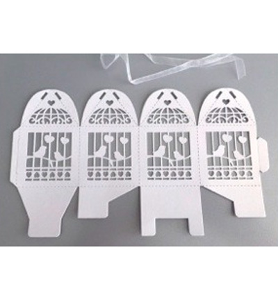 12362-6203 - Hobby Crafting Fun - Birdcage, White - Filigree Paper Box - Detail 1