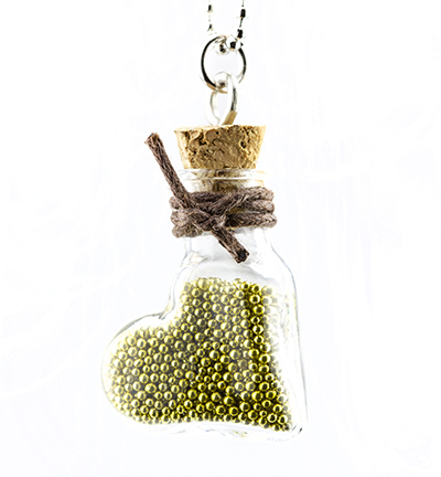 12423-2316 - Hobby Crafting Fun - Mini Bouteilles verre, +bouchon & accroche vis, coeur - Glass Bottles - Detail 1