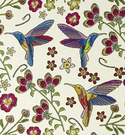 240094-48 - Stafil - Tissu en similicuir, Birds white - Similicuir, motifs - Detail 1