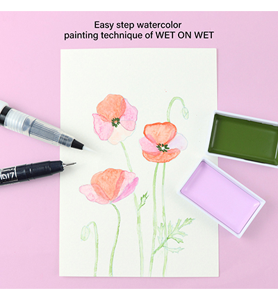 EW-1 - Kuretake / ZIG - How to paint Flowers kit 1, Glazing - How to paint Flowers kits - Detail 7