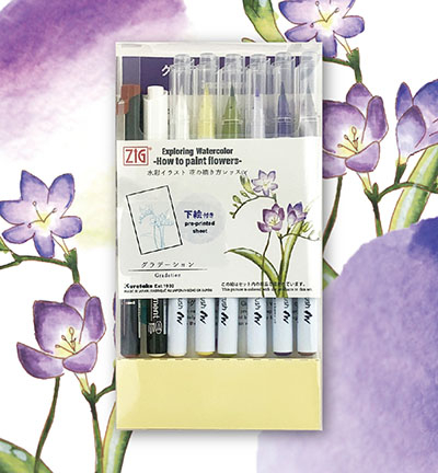 EW-2 - Kuretake / ZIG - How to paint Flowers kit 2, Gradation - How to paint Flowers kits - Detail 1