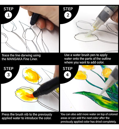 EW-3 - Kuretake / ZIG - How to paint Flowers kit 3, Wet on Wet - How to paint Flowers kits - Detail 5