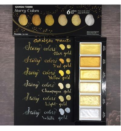 MC20SC/6V - Kuretake / ZIG - Starry Colors, 6 Colors set - Gansai Tambi Sets - Detail 2