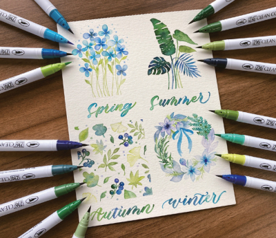 RB-6000AT/DP120B - Kuretake / ZIG - Clean Color Real Brush, 120pcs. Display set B - Clean colors Sets - Detail 2