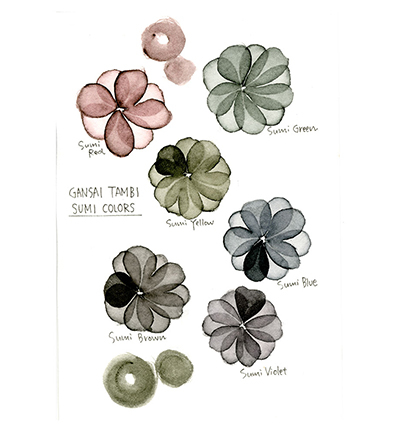 MC20SU/6V - Kuretake / ZIG - Sumi Colors, 6 Colors set - Gansai Tambi Sets - Detail 1