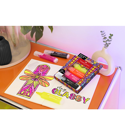 FC-254693 - Faber Castell - Faber-Castell markeerstift Glassy set á 4 markers - Surligneurs - Detail 1 FC-254693 - Faber Castell - Faber-Castell markeerstift Glassy set á 4 markers - Surligneurs - Detail 1