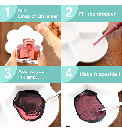 ECF063-020 - Kuretake / ZIG - Red - Drop of Shimmer - Detail 2