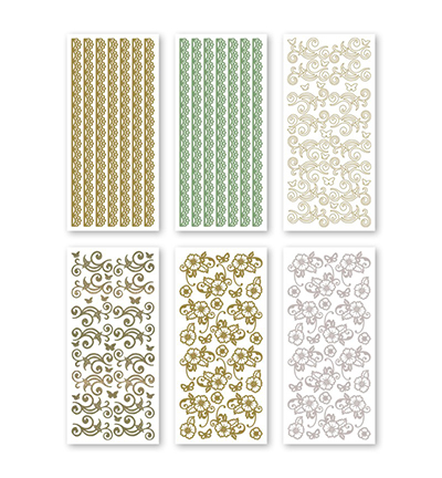 3.9935 - JeJe - Flowercorners, Borders & Swirls - Peel-off Stickersets 6-pack - Detail 1