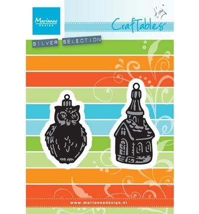 CR1381 - Marianne Design - Tiny's ornaments church & owl - Noël, hiver - Detail 4