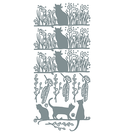 440501 S/S - JeJe - Cats Silver/Silver - Fleurs, animaux & figures - Detail 1
