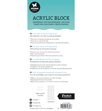 SL-ES-ASB02 - StudioLight - SL Acrylic stamp block for clear and cling stamps with grid Essentials nr.02 - Acrylic Block - Detail 1