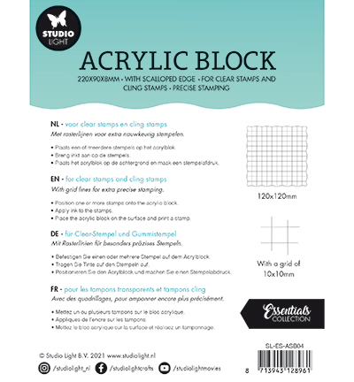 SL-ES-ASB04 - StudioLight - SL Acrylic stamp block for clear and cling stamps with grid Essentials nr.04 - Acrylic Block - Detail 1