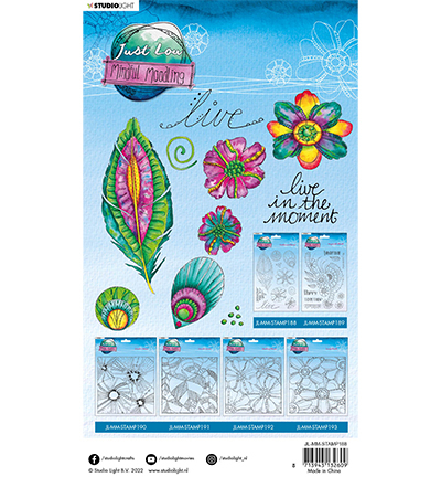 JL-MM-STAMP188 - Just Lou - Feather and flowers Mindful Moodling nr.188 - Fleurs - Detail 1