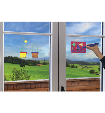 EF-550022 - Eberhard Faber - Feutres fenêtre et 3 pochoir en étui carton - Eberhard Faber Marqueur de fenêtre - Detail 1